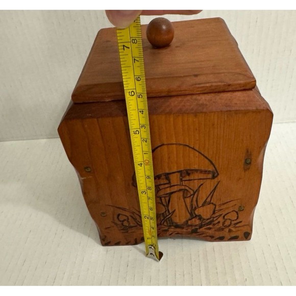 Vintage mushroom handmade merry wooden carved box containers tea sugar with lids - Picture 8 of 10